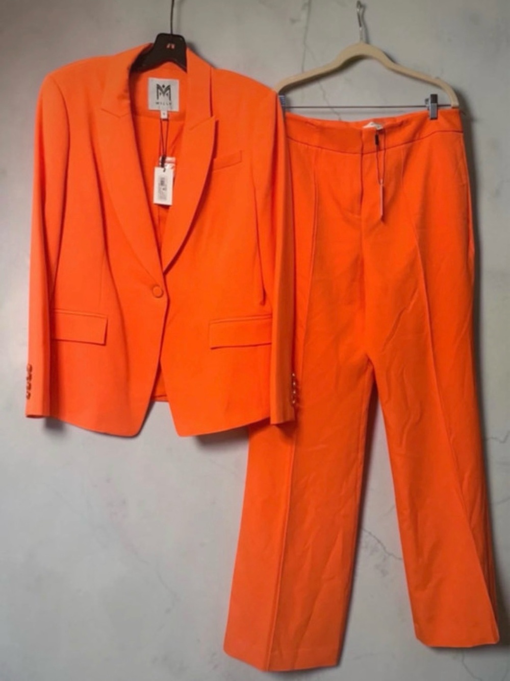 Milly Vibrant Orange Women's Blazer & Straight-Leg Pants